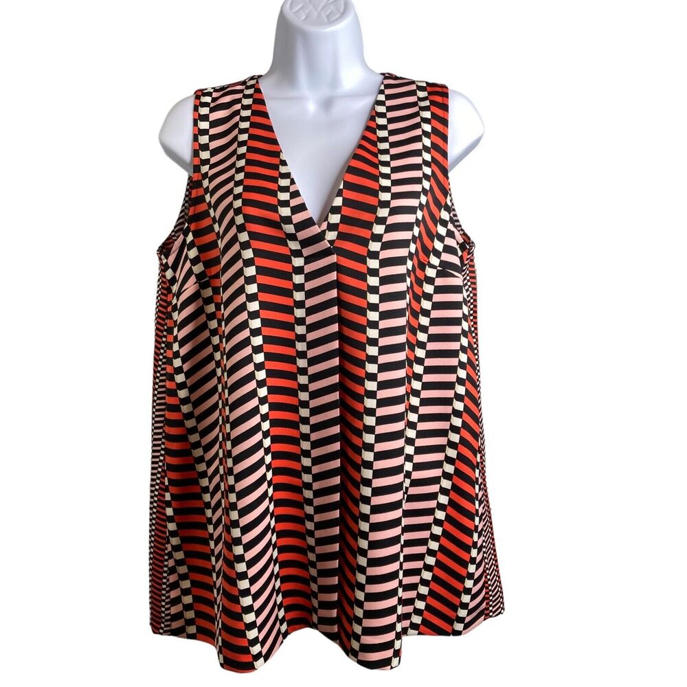 Marella Art.365 Women’s Sleveless Geometric Print Blouse Size 6 Modern Zig Zag